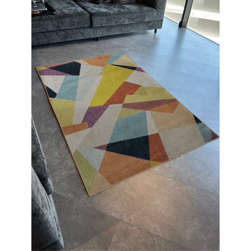 Tapis décoratif moderne multicolore à motifs géométriques mixtes, Tapis de couloir 3 pi 3,37 po x 9 pi 10,11 po