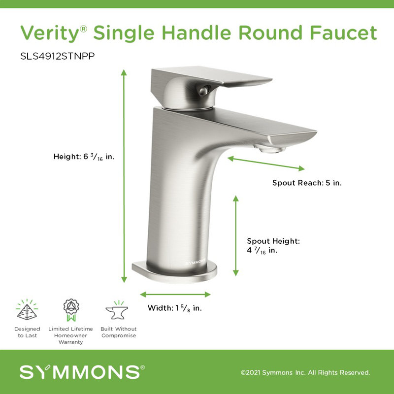 Verity Single Handle Bathroom Faucet with Push Pop Drain, Satin Nickel