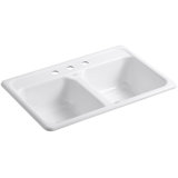 Delafield® Cape Dory 33" L x 22" W x 8-1/2" Top-Mount Double-Equal Kitchen Sink