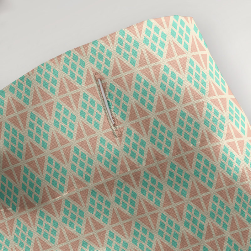 Rideau de douche simple hexagonal classique, Diamond and Lattice, Teal/Orange Geometric 1