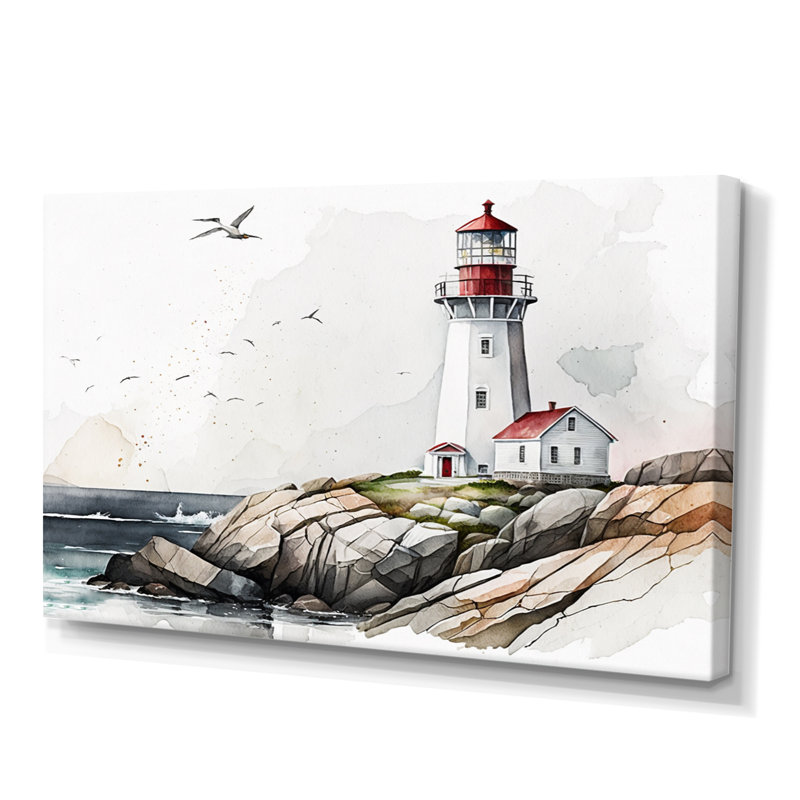 Art sur toile, "Phare par l'océan IV", L 20 po x H 12 po, Toile tendue