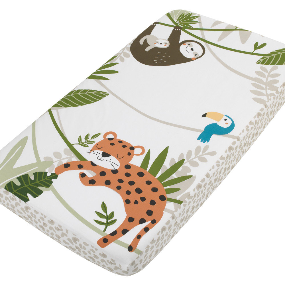 Animals 100 - Piece Standard Crib Fitted Sheet Indigo Safari
