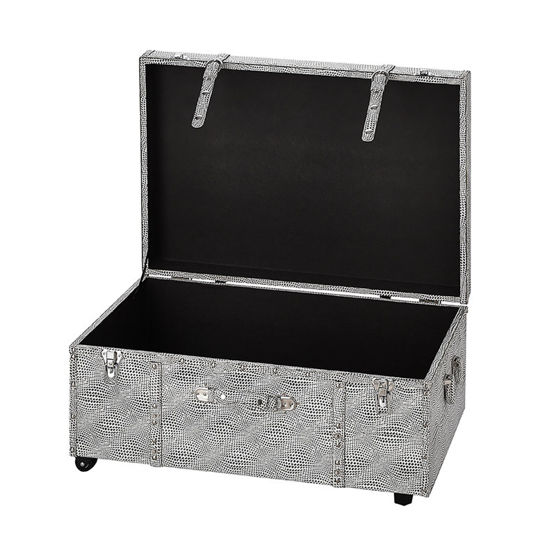 Texture Brand Designer Trunk with Wheels - Ripple Pattern, Black/White Candy