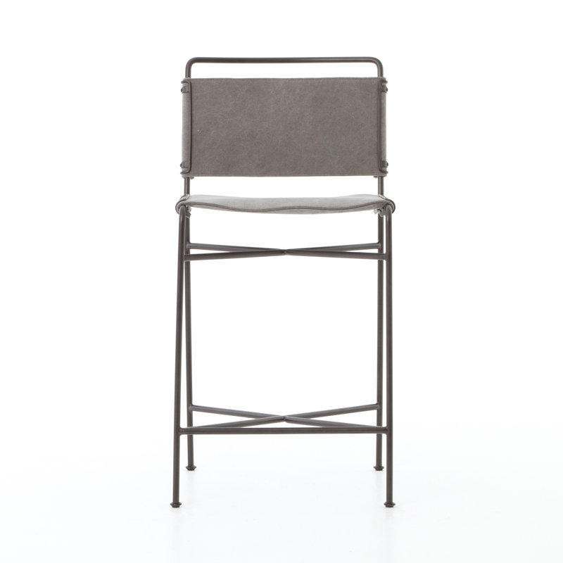 Kenza Counter Stool, Black, Vegan Leather-Black, Counter Stool (26” Seat Height)