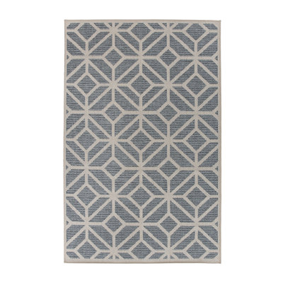 Pissouri Geometric Blue/Grey/Ivory Indoor / Outdoor Area Rug