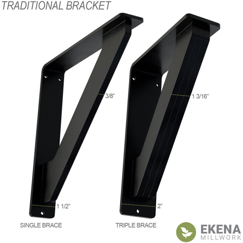 Support traditionnel en fer forgé, 1,5 po x 12 po