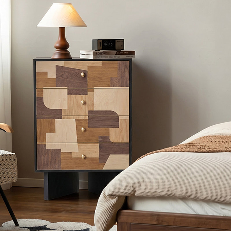 Armoire d'appoint moderne en bois massif noir, Noir