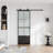 Metal and Glass Sliding Barn Door with Soft Close and Installation Hardware Kit-102461091