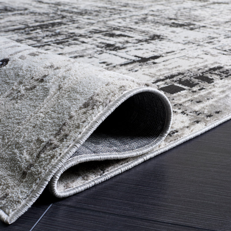 Tapis noir / gris Mila 294, Rectangle 5 pi x 7 pi
