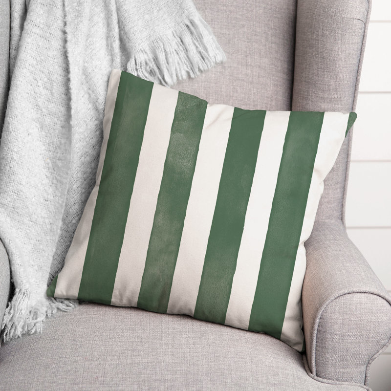 Housse et insert de coussin carré extérieur Watercolor Stripe 4, Vert, 20 po x 20 po