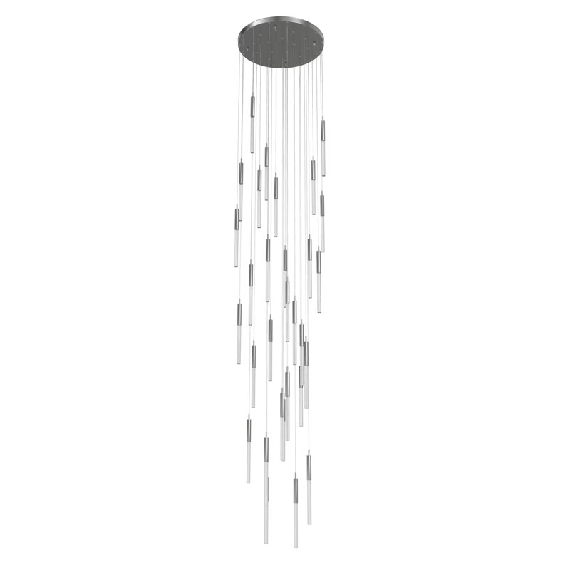 Luminaire suspendu grappe à 31 lumières Boa, Nickel poli