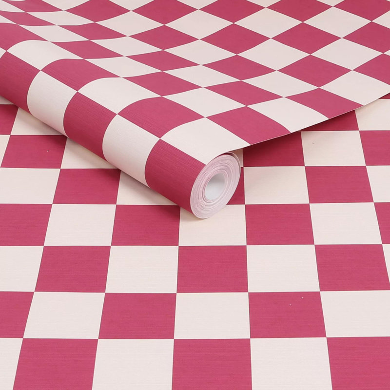 Envy Check Me Out Checkered Wallpaper, Pink