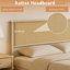 Structure de lit en rotin avec tête de lit en rotin naturel, base de lit plateforme, sommier à matelas, silencieux, pas de sommier tapissier, rangement sous le lit, assemblage facile-1913013716