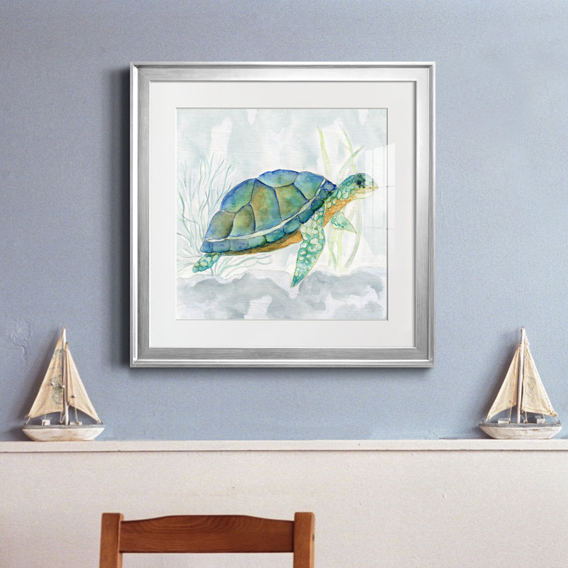 Riding the Current I - peinture encadrée, H 22,5 po x l 22,5 po x P 1,5 po, Encadrement argenté