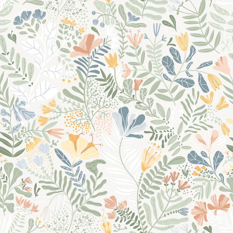 Brittsommar Wallpaper Roll, Cream/Orange/Green