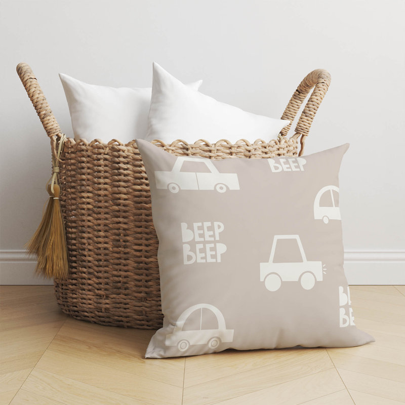 Coussin Beep, H 18 po x l 18 po, Taupe / ivoire