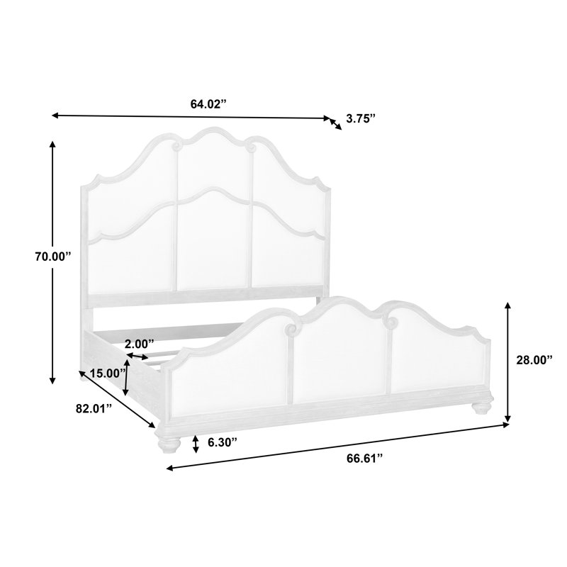 Queen Linen Upholstered Wood Frame Bed with Headboard