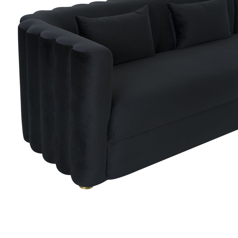 Tov Furniture Callie Black Velvet Sectional - LAF, Black Velvet, Left Hand Facing