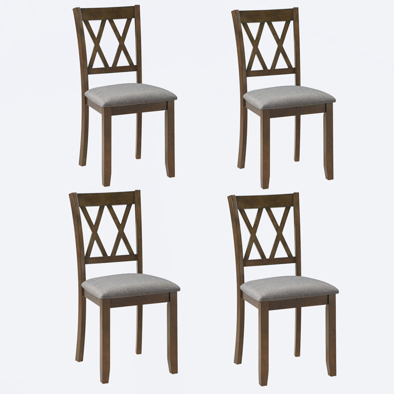 Chaises de salle à manger seulement, ensemble de 4 chaises de salle à manger en bois, chaise de cuisine avec siège rembourré, chaise d'appoint rembourrée pour salle à manger, salon, noyer