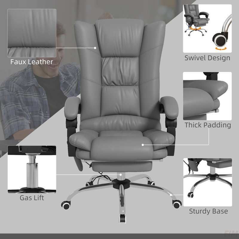 Chaise de bureau Vinsetto Vibration Massage, Gris