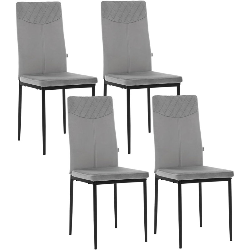 Evelie 47 cm H Velvet Side Chair, Dark Grey