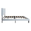 Structure de lit simple de style moderne avec tête de lit à boutons, sans sommier, support à lattes de bois, installation facile, lin gris, essentiel pour la chambre à coucher, tissu en lin de taille limite de poids de 300 lb, ressort nécessaire, à assembler,-158683730-158683731