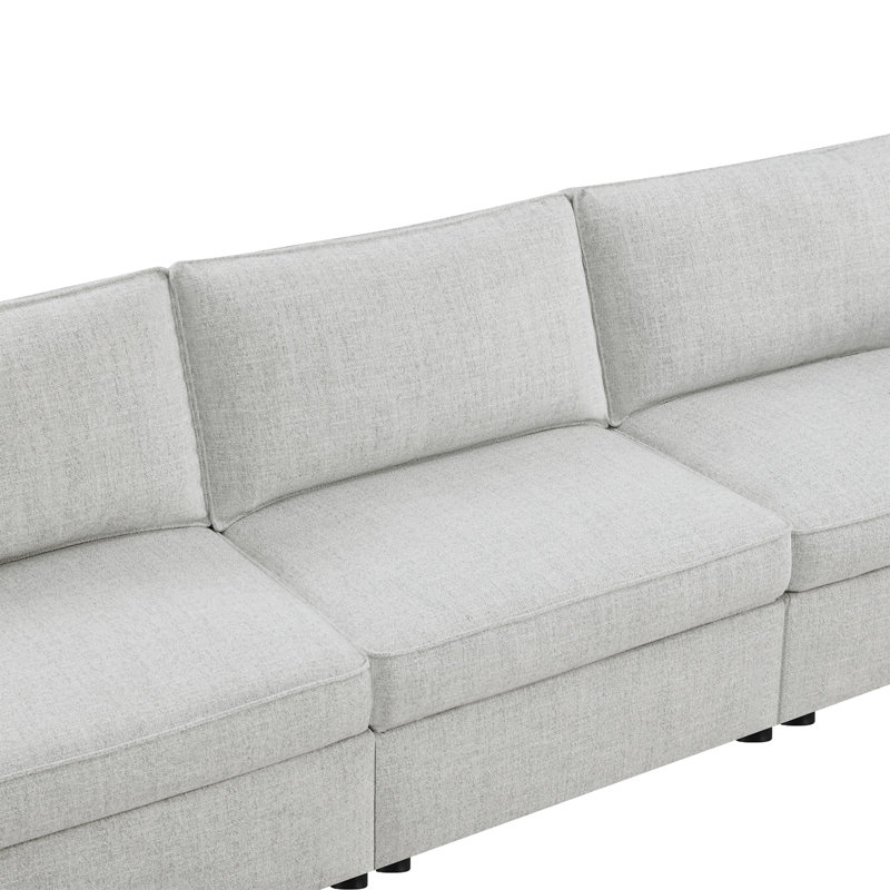 Canapé modulaire convertible en L avec rangement, Could Tweed