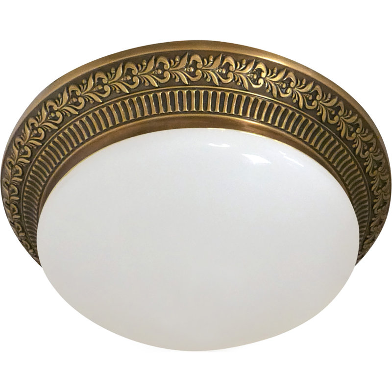 Fosdick Glass LED Semi Flush Mount, Antique Brass