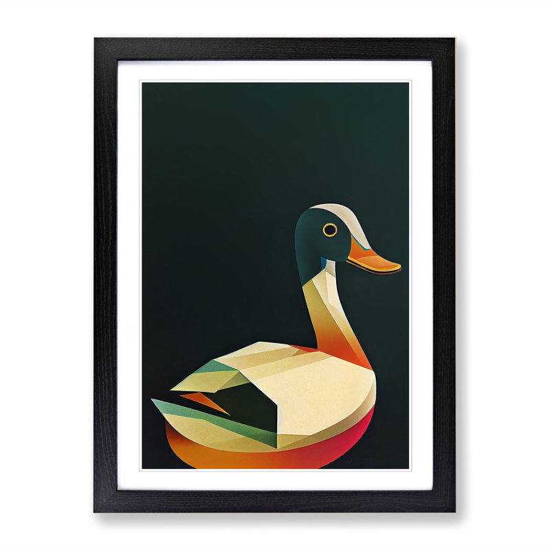 Hillburn Duck Abstract Art - Picture Frame Print, Black, 46cm H x 34cm W x 2cm D