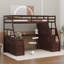 Lit mezzanine simple avec 7 tiroirs, 2 tablettes et un bureau-431593690