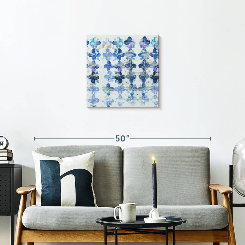 Blue Quatrefoil I, 20" H x 20" W