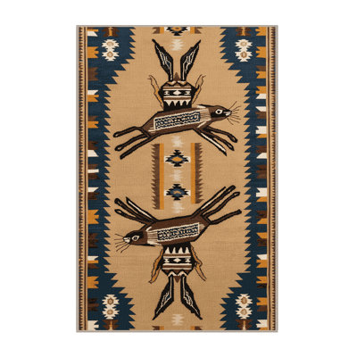 Washable Jackrabbit Southwestern Area Rug
