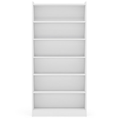 78" 7-Tier Modern White Library Bookshelf With Storage For Living Room, Office, Bedroom