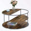 Table de bout ronde en métal avec tablette ouverte
