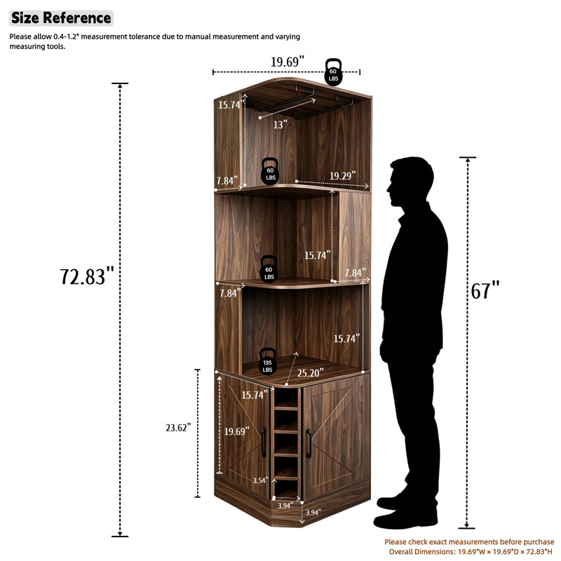Armoire de bar Farmhouse, Noyer brun
