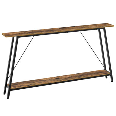 Gullion Industrial Console Table with Storage Shelf Hallway Table Behind Sofa Table 