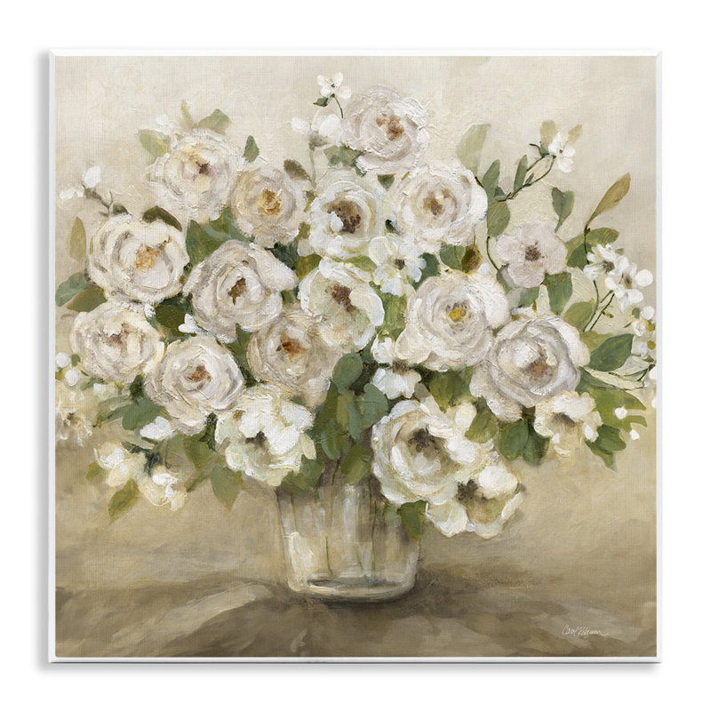 Art mural rond, roses rondes et feuilles vertes, design par Carol Robinson