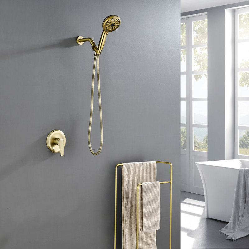 Volume Control Shower Faucet with Rough in-Valve, Brushed Gold