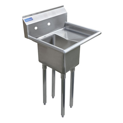 20in. x 20in. Stainless Steel Commercial Kitchen Prep & Utility Sink with 10in. Right Drainboards -  Amgood, AMG SINK 101410-10R NO FAUCET