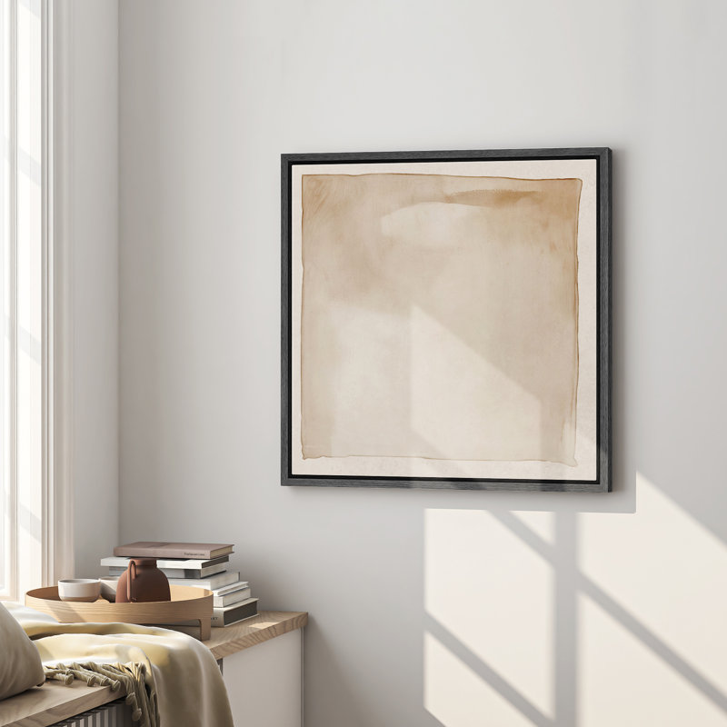 Abstrait beige neutre, impression d'art minimaliste moderne, décoration de salon, Noir, H 16 po x l 16 po