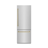ZLINE Autograph 30 in. White Matte Built-In Refrigerator w/ Gray & Black Accents