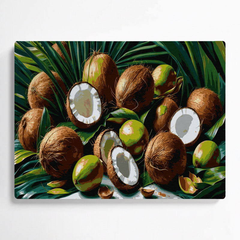 Fruit, noix de coco, art mural en métal brun, H 12 po x l 18 po