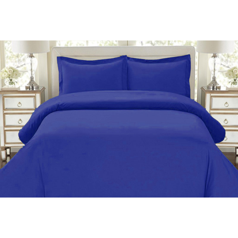 Ensemble de housse de couette réversible en microfibre à densité de tissage 1500 avec taies décoratives, Bleu royal