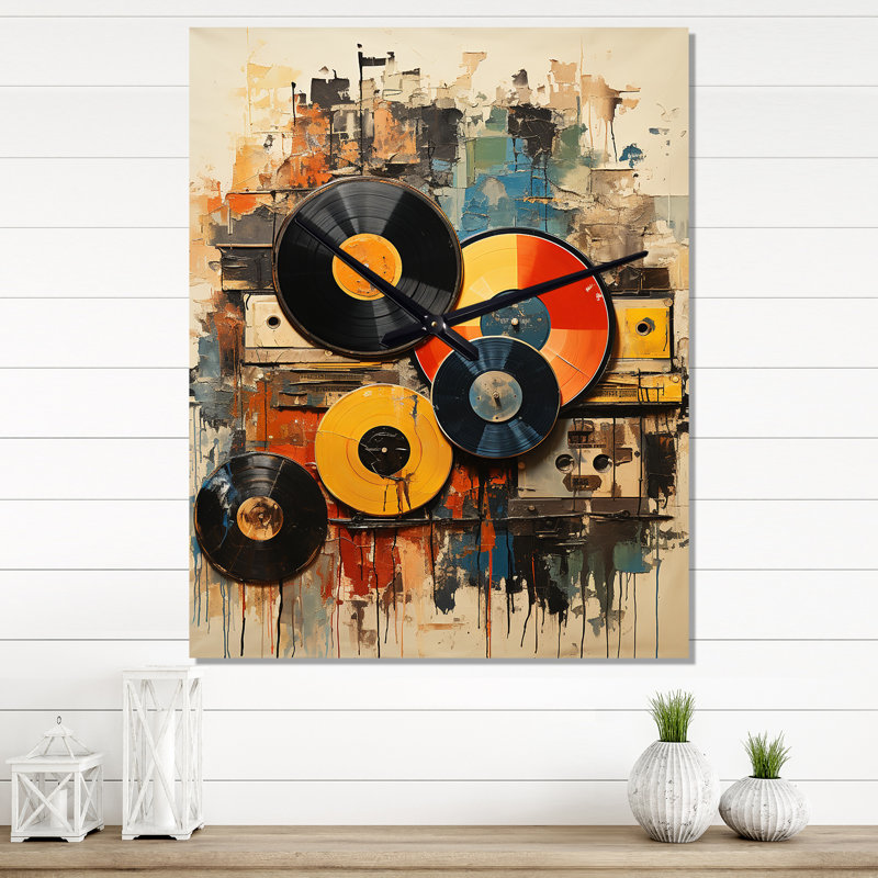 Horloge murale vinyle, Médium