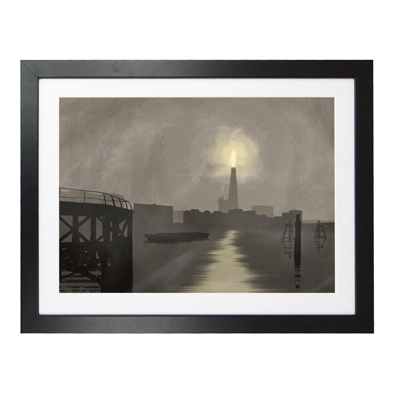 'Shard In Fog' by Richard O'Neil - Print, Black Wood Frame, 33.5 cm H x 43.5 cm W x 2.2 cm D