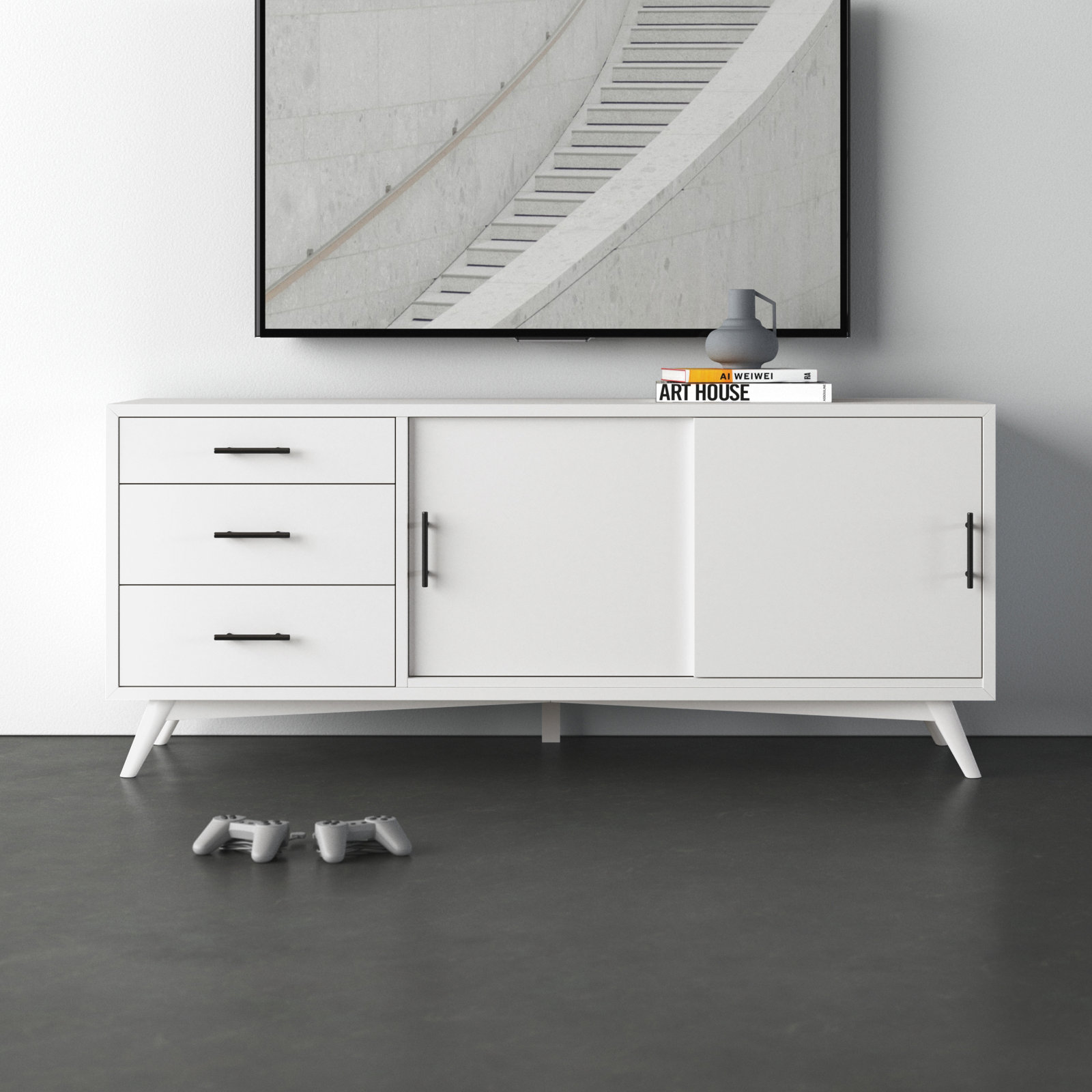 Williams 64" Mahogany TV Stand, White