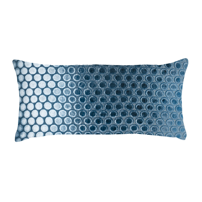 Dots Rectangle Velvet Pillow Cover & Insert, Denim, 7" x 15"