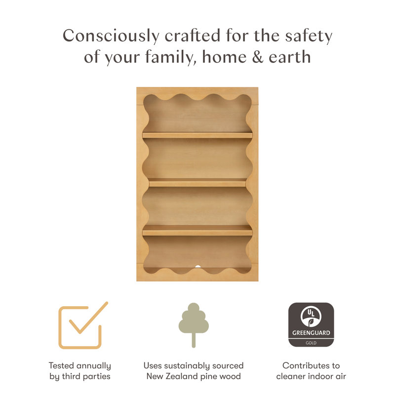 Lido Wave Bookcase, Honey