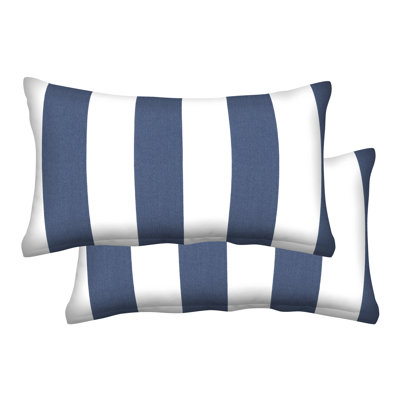 Lumbar Toss Pillow Striped Olefin Indoor/Outdoor Reversible Throw Pillow