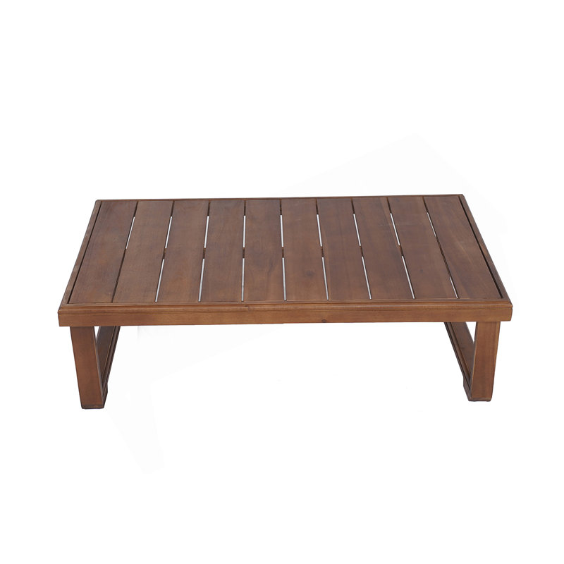 Westchester Rustic Acacia Wood Outdoor Coffee Table With Slat Top And Sled Legs For Durable, Natural Style., Mocha